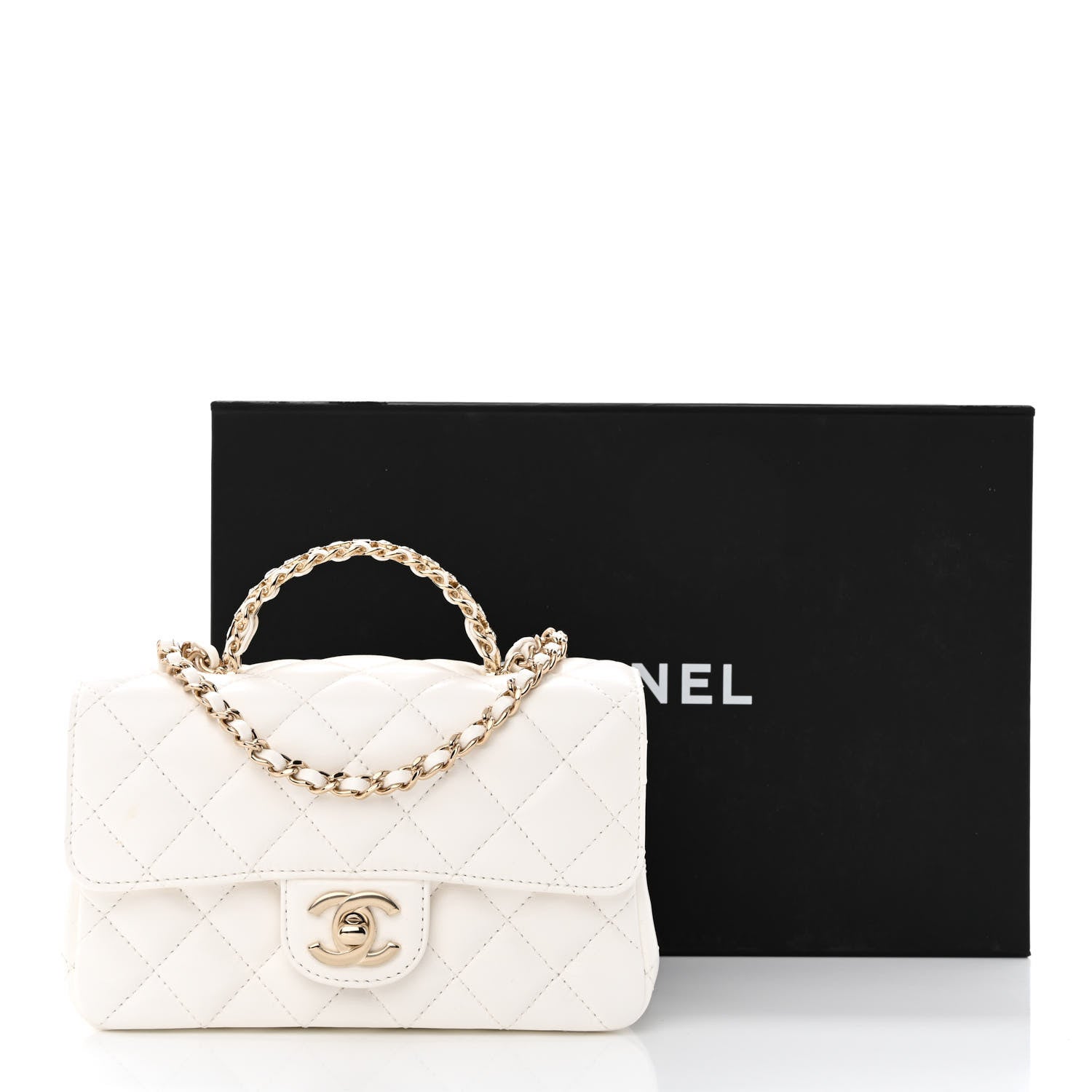 Chanel Lambskin Quilted Mini Crystal Top Handle Rectangular Flap White 12 of 12