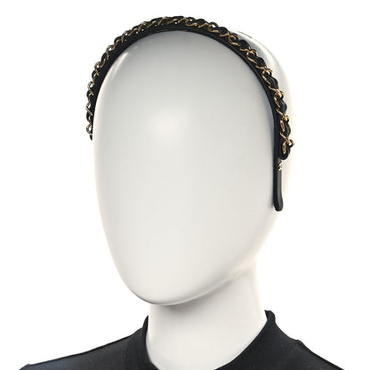 Chanel Metal Lambskin CC Chain Headband Gold Black 2 of 5