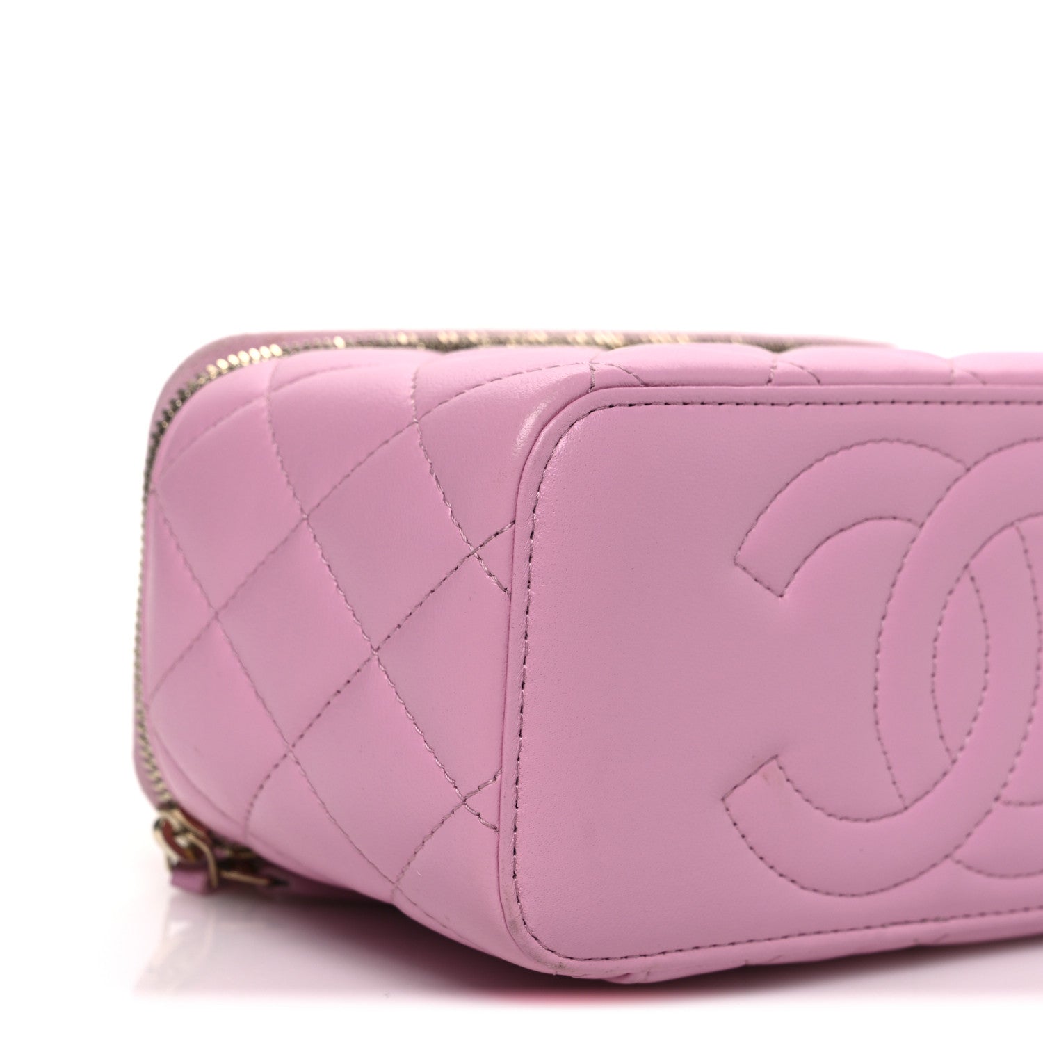 Chanel Lambskin Quilted Small Top Handle Vanity Case With Chain  Lilac Light Green 9 of 10
