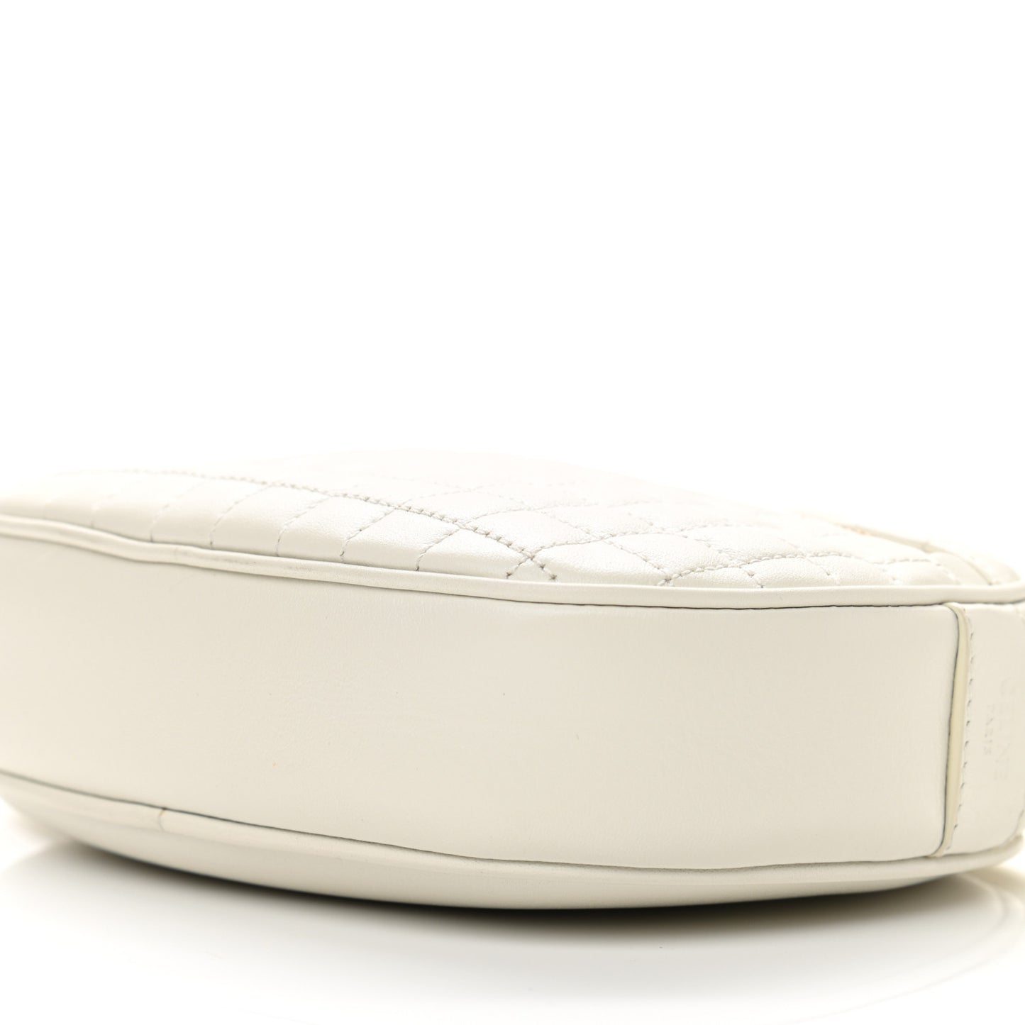 Calfskin Quilted Small C Charm Bag White
