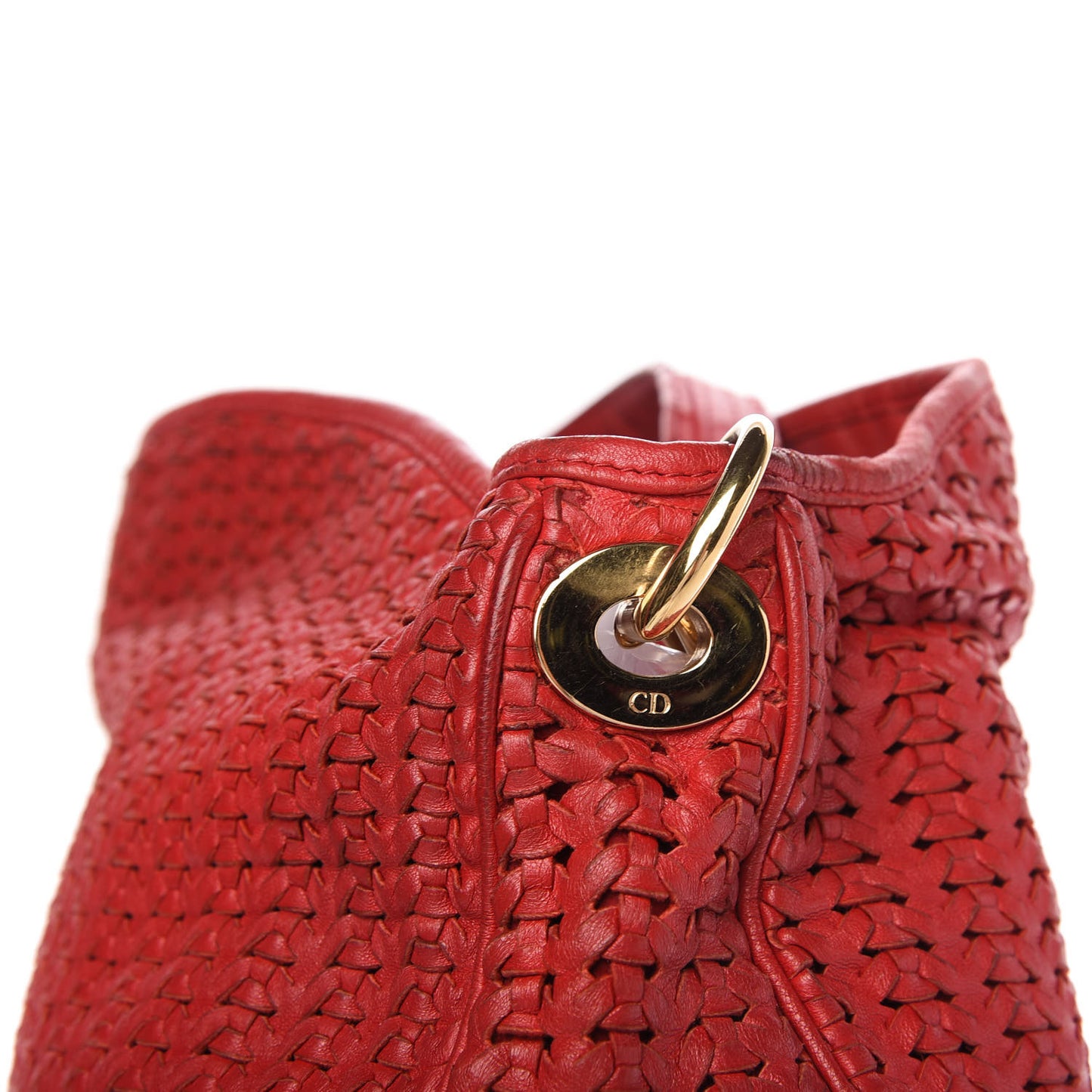 Lambskin Woven Dior Soft Hobo Rouge Moyen