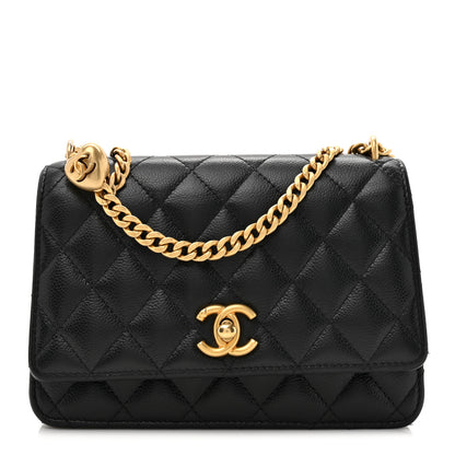 Chanel Caviar Quilted Sweetheart Wallet On Chain WOC Black 1 of 12