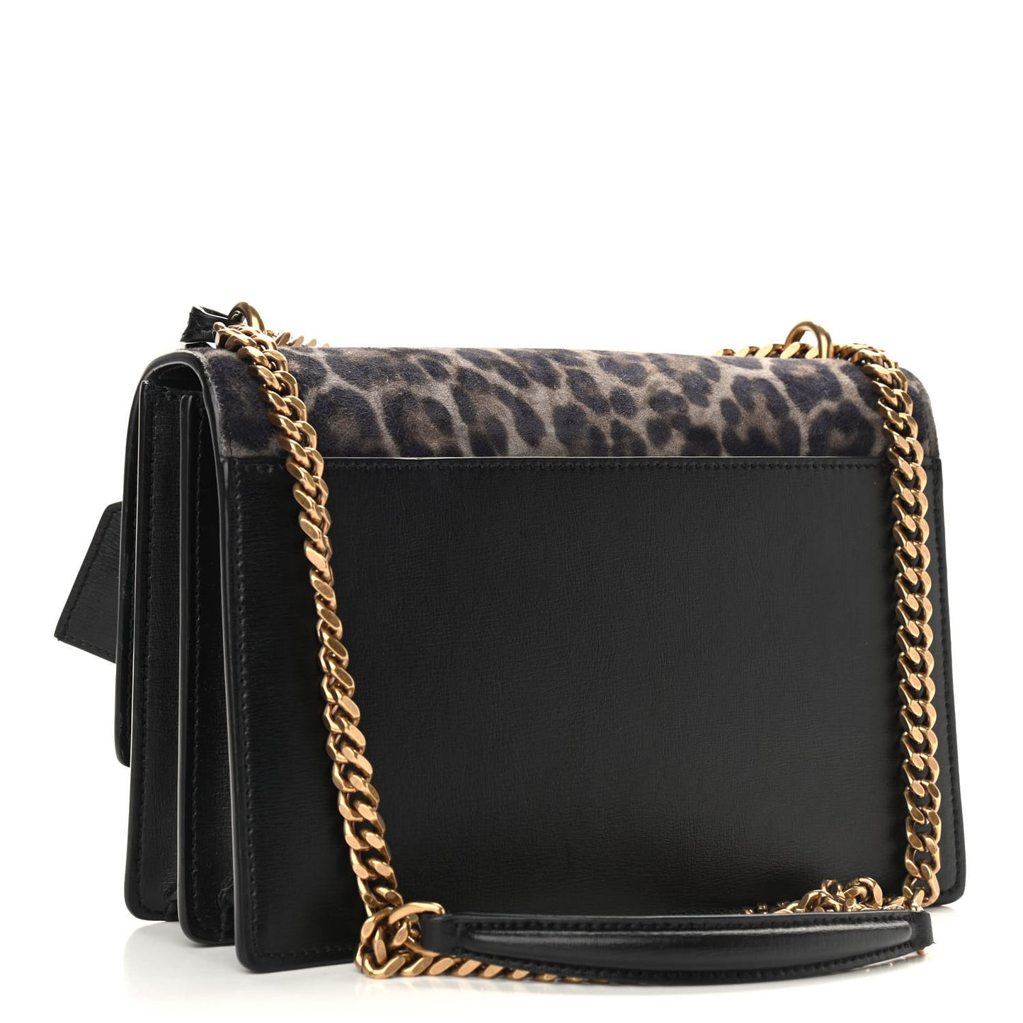 Calfskin Suede Leopard Print Medium Monogram Sunset Black