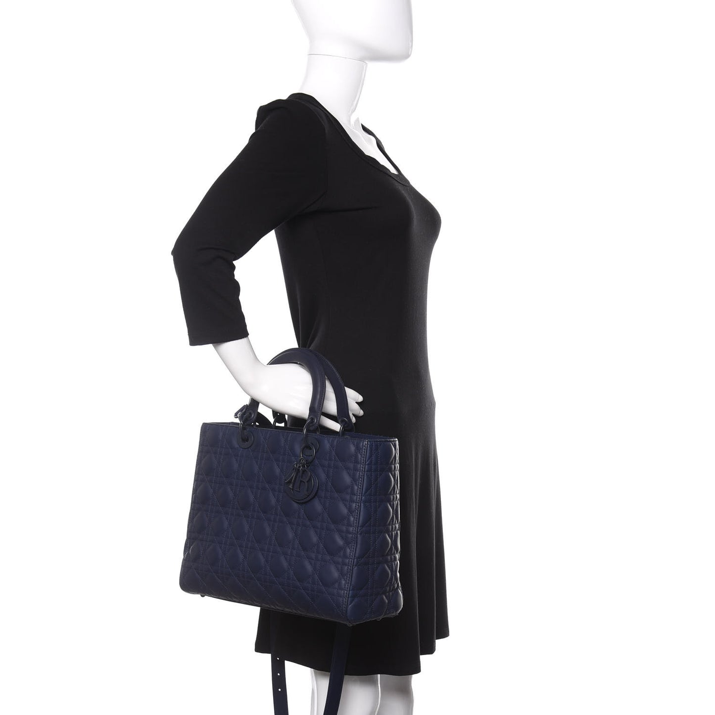 Ultra Matte Calfskin Cannage Large Lady Dior Blue