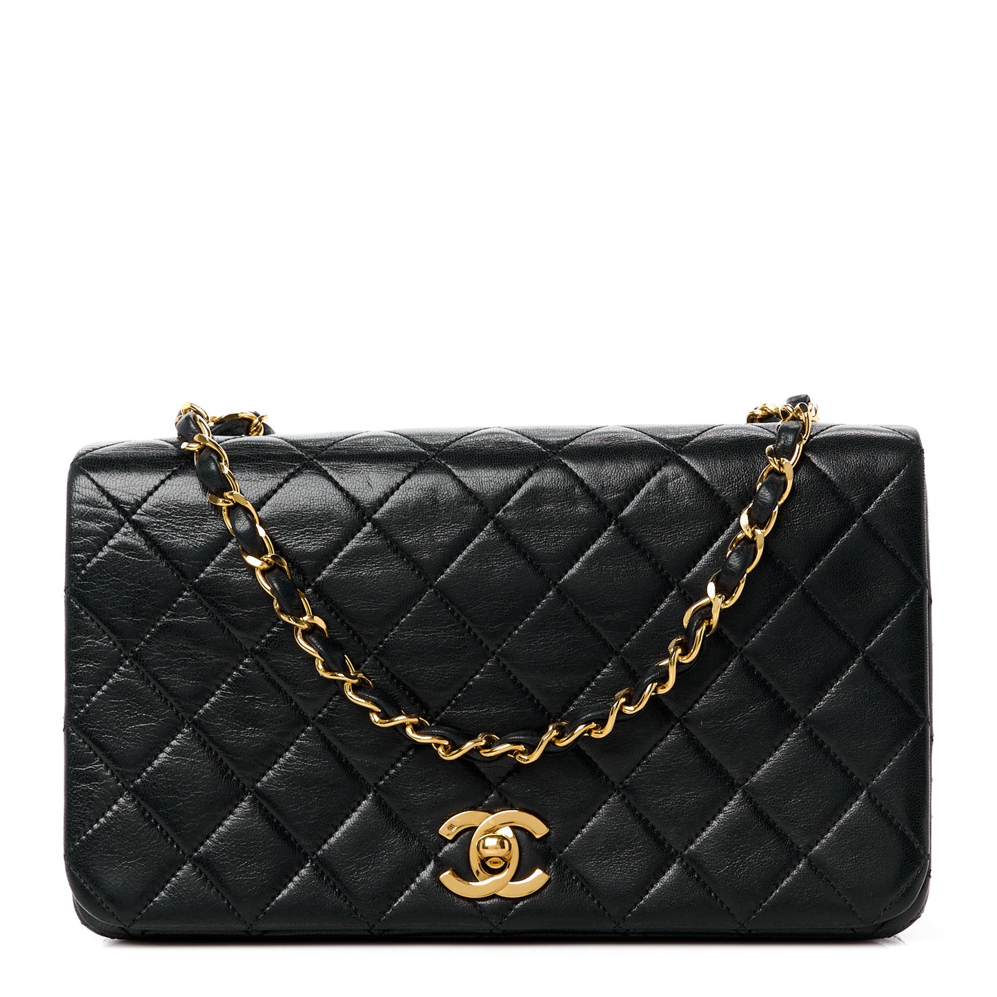 Lambskin Quilted Small Single Flap Black