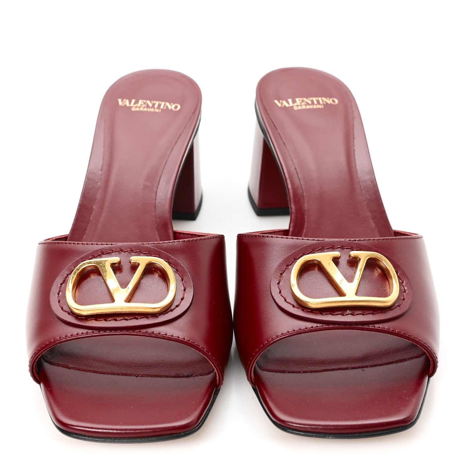 Valentino Garavani Calfskin VLogo 45mm Slide Sandals 38 Brick