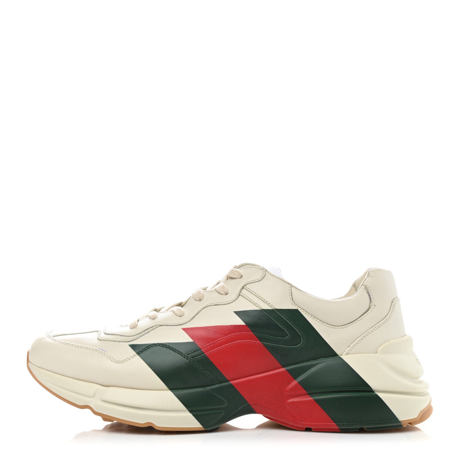 Gucci Calfskin Web Printed Mens Rhyton Sneakers 13 Mystic White 1 of 11