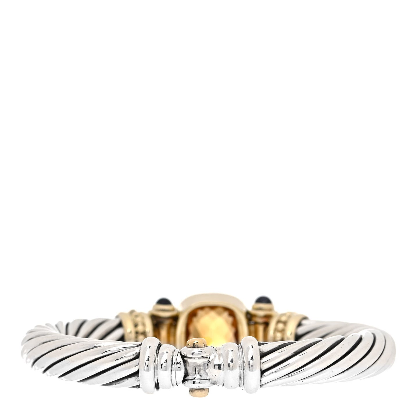 Sterling Silver 14K Yellow Gold Citrine Iolite Cable Bracelet