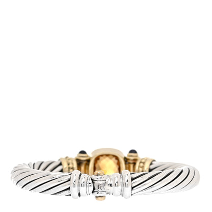 David Yurman Sterling Silver 14K Yellow Gold Citrine Iolite Cable Bracelet 3 of 5