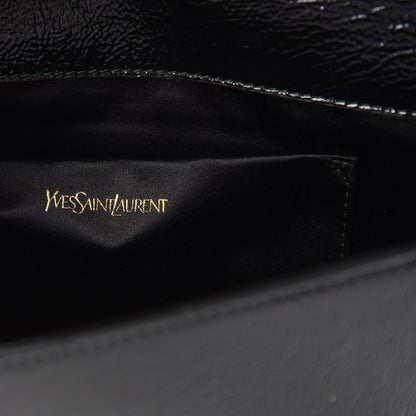 Saint Laurent Textured Patent Monogram Large Belle De Jour Clutch Black 6 of 9