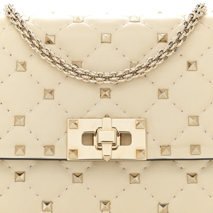 Valentino Garavani Lambskin Rockstud Spike Wallet on Chain Light Ivory 7 of 10