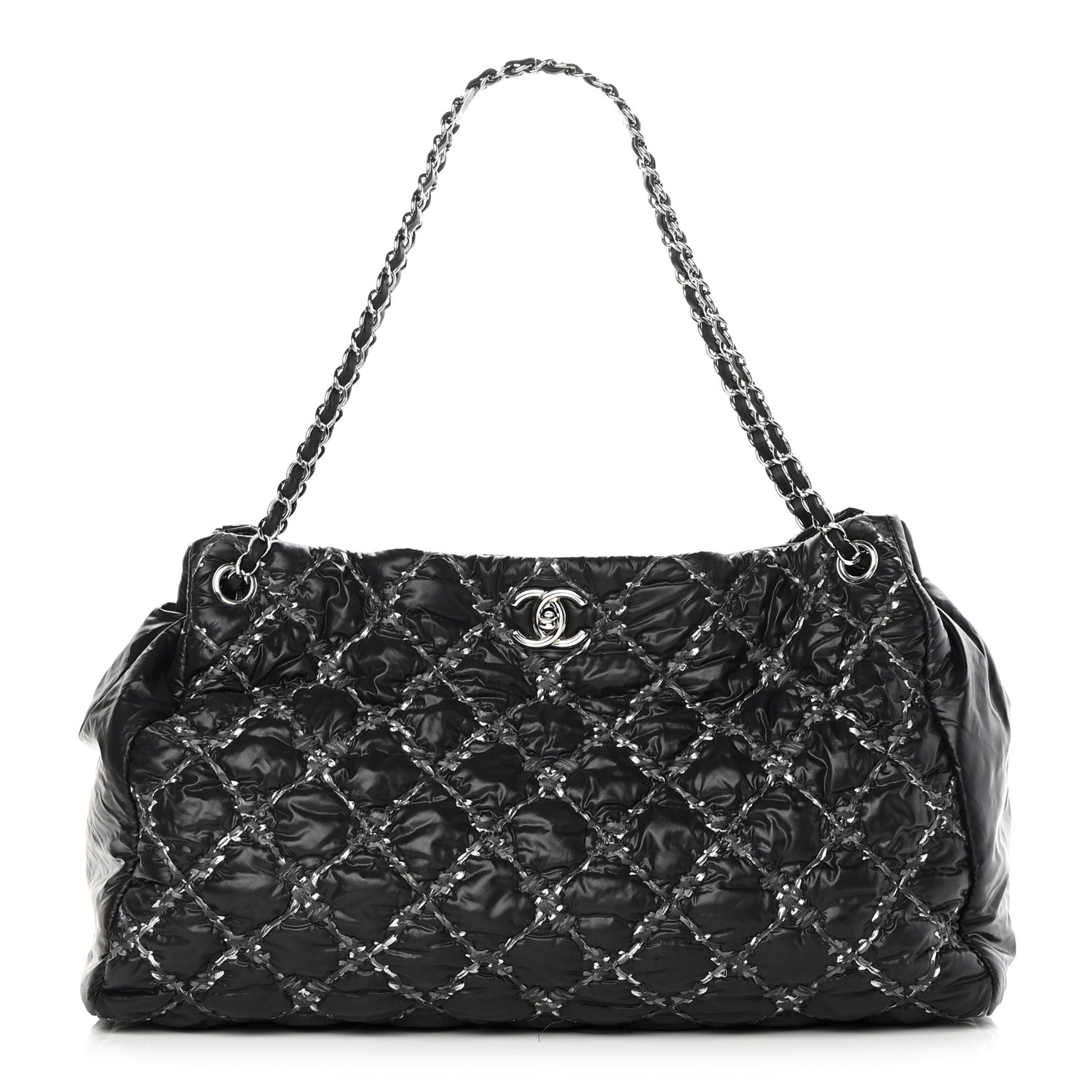 Chanel Nylon Quilted Tweed Stitch Bubble Tote Black 1 of 14
