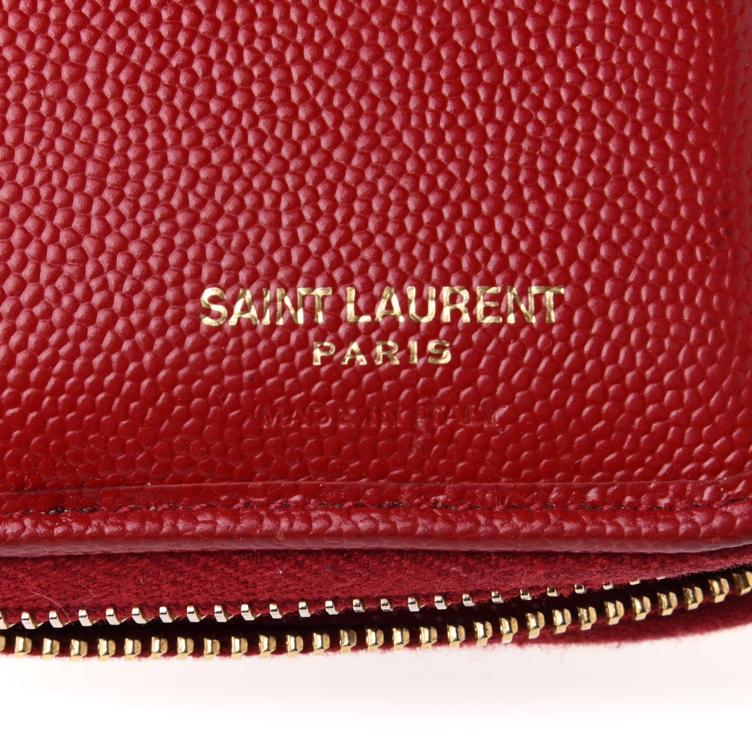Saint Laurent Grain De Poudre Matelasse Chevron Monogram Compact Zip Around Wallet Rouge Eros 6 of 9