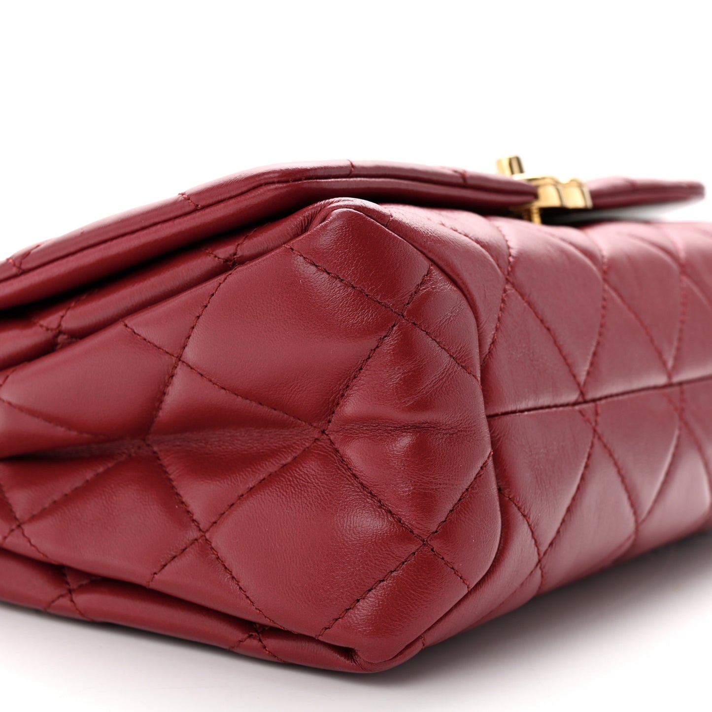 Lambskin Quilted Medium Color Match Flap Burgundy