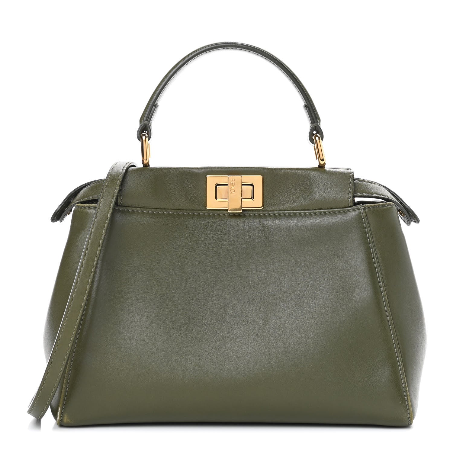 Fendi Nappa Mini Peekaboo Iconic Satchel Verde Equatore 1 of 10