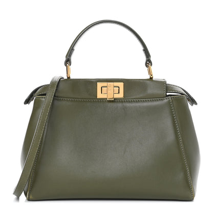 Fendi Nappa Mini Peekaboo Iconic Satchel Verde Equatore 1 of 10