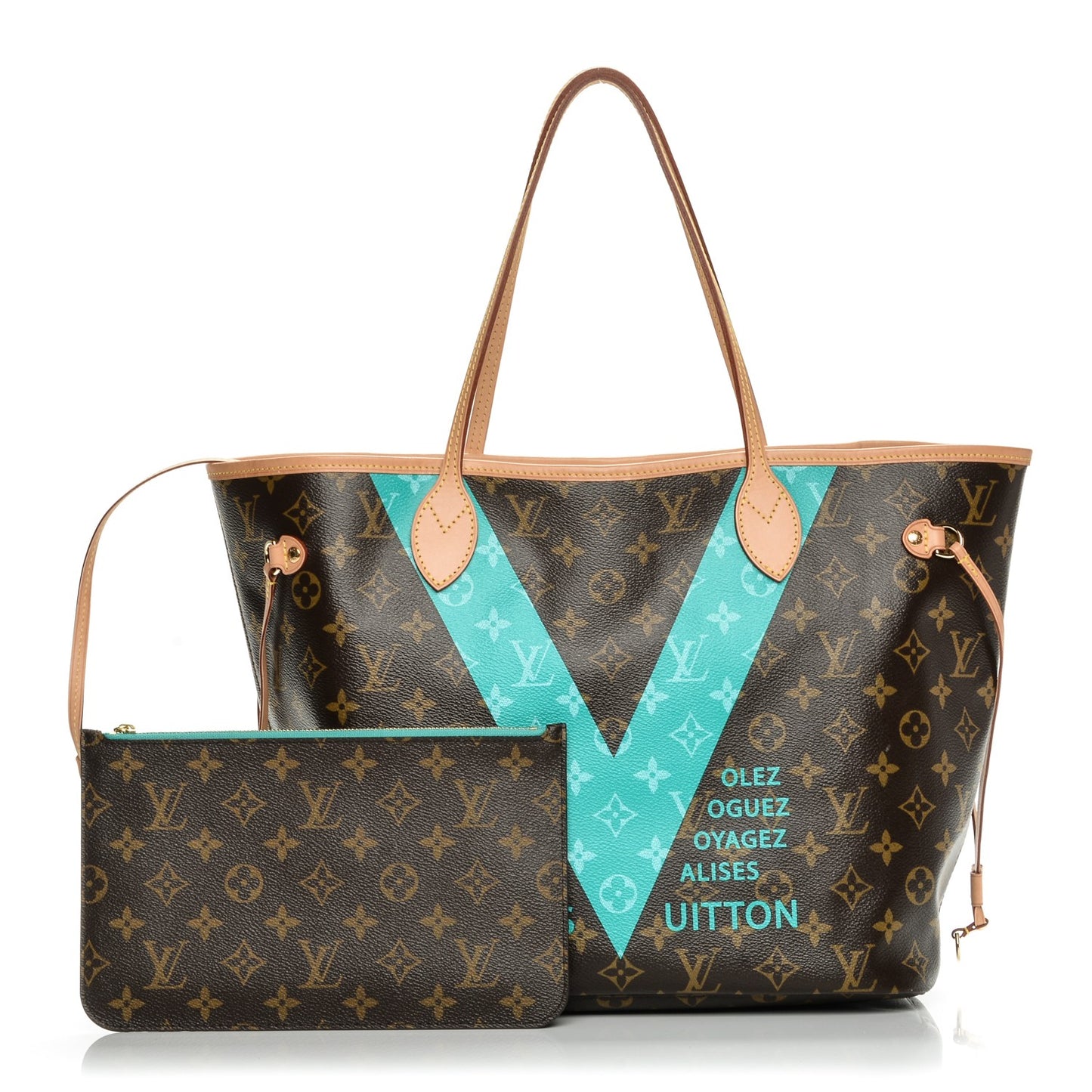 Monogram V Neverfull MM Turquoise