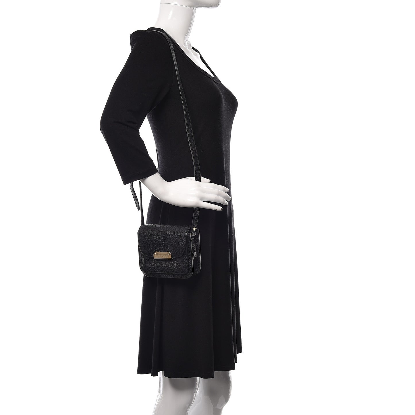 Grainy Calfskin Heritage Grain Mini Crossbody Bag Black