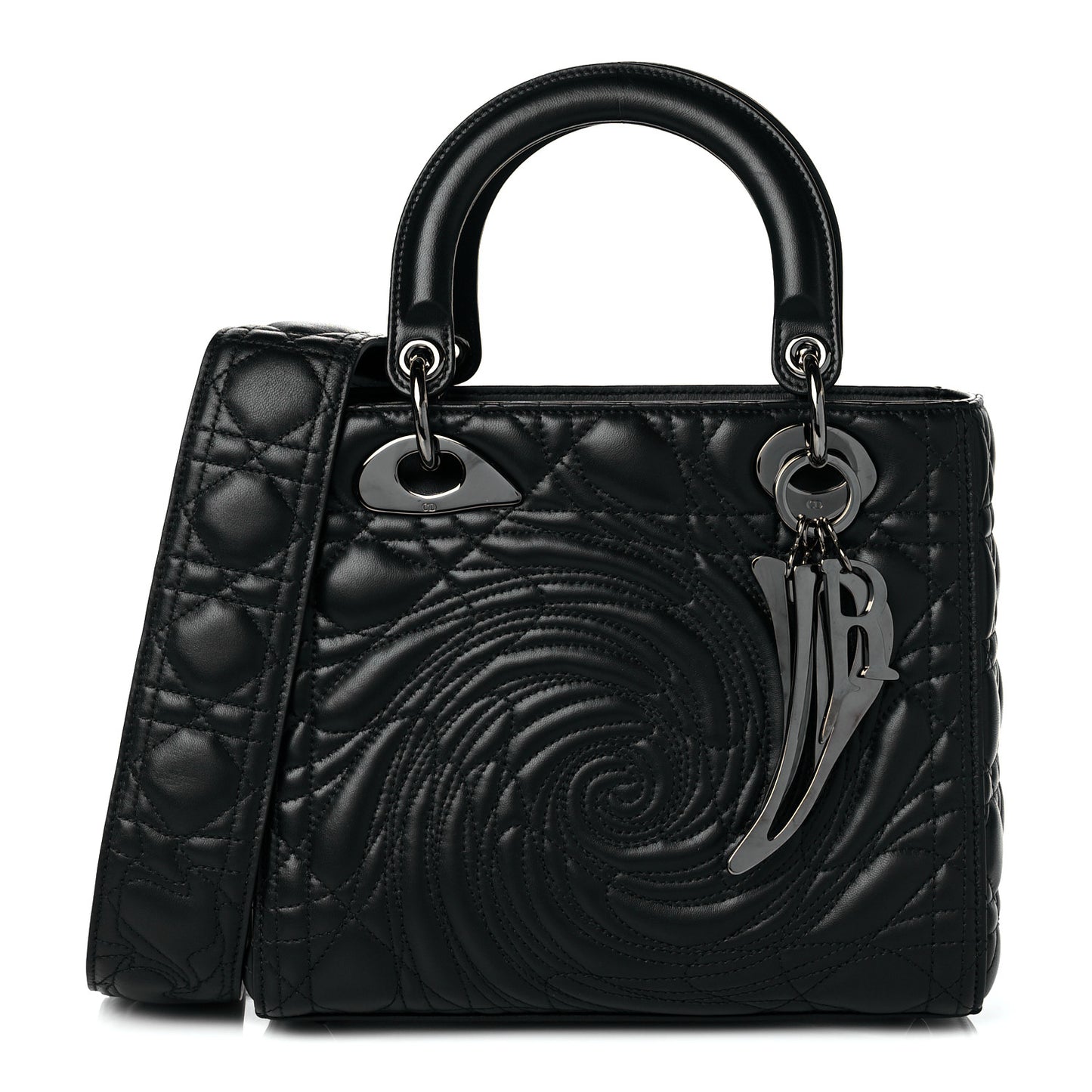 Lambskin Cannage Embossed Medium Recycle Group Lady Dior Art 5 Black