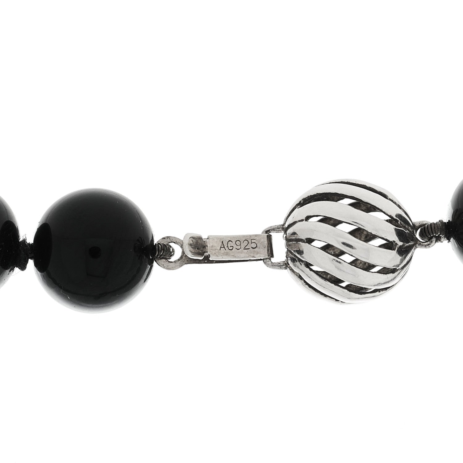 Tiffany Sterling Silver Black Onyx 10mm Long Bead Necklace 6 of 6