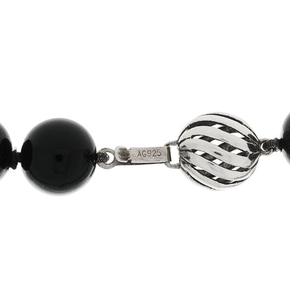 Tiffany Sterling Silver Black Onyx 10mm Long Bead Necklace 6 of 6