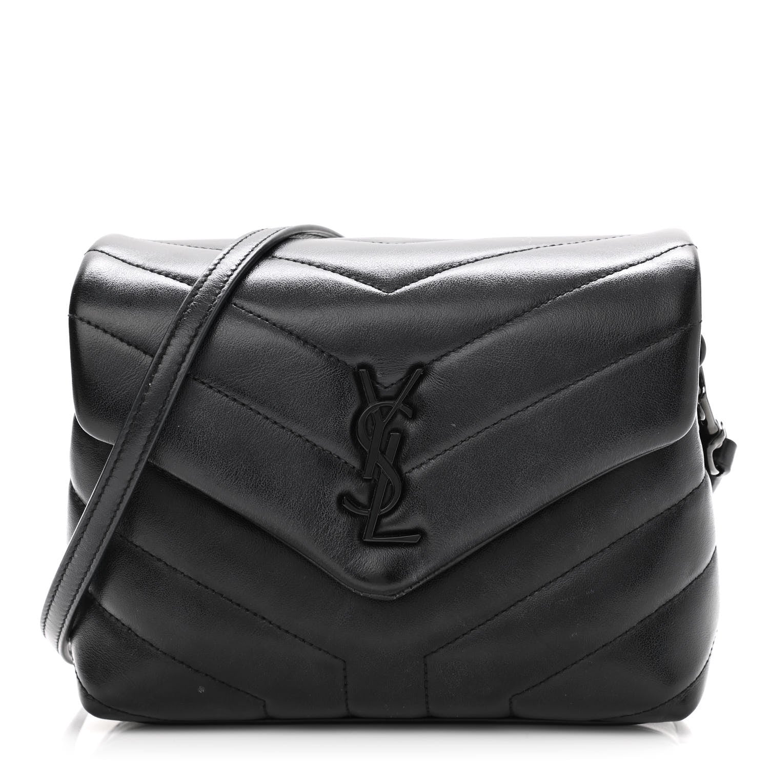 Saint Laurent Calfskin Y Quilted Monogram Toy Loulou Crossbody Bag Black 1 of 13
