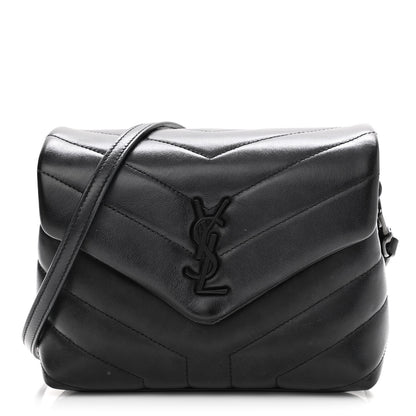 Saint Laurent Calfskin Y Quilted Monogram Toy Loulou Crossbody Bag Black 1 of 13