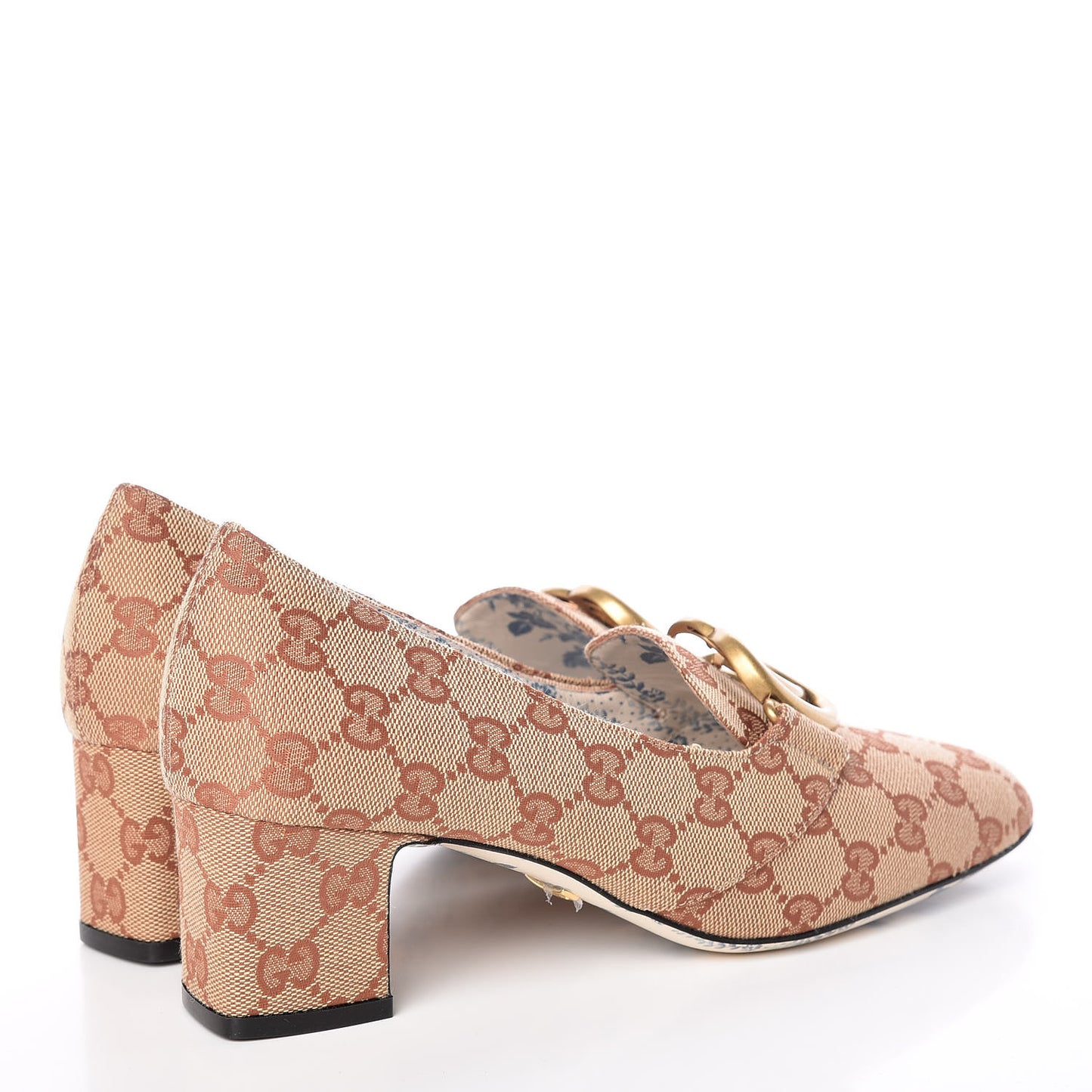 Monogram GG Victoire 55mm Loafer Pumps 38.5 Beige Ruggine