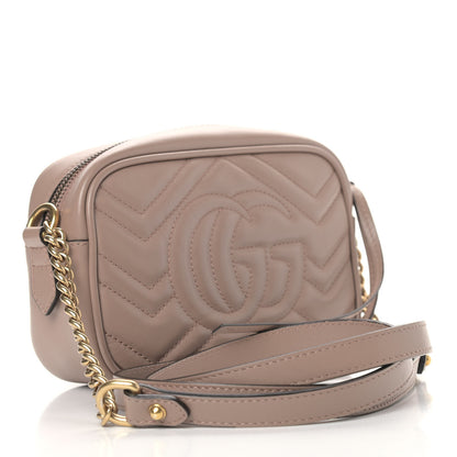 Gucci Calfskin Matelasse Mini GG Marmont Chain Shoulder Bag Porcelain Rose 3 of 10