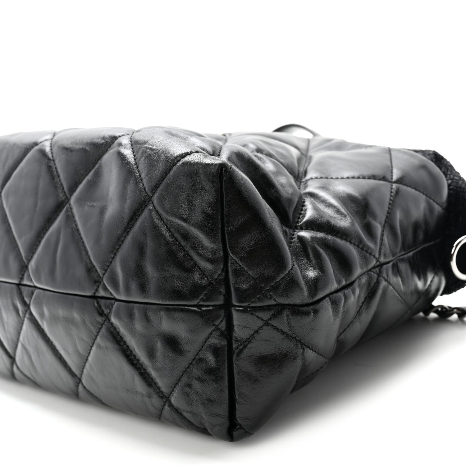 Chanel Glazed Calfskin Quilted Tweed Portobello Tote Black 10 of 10