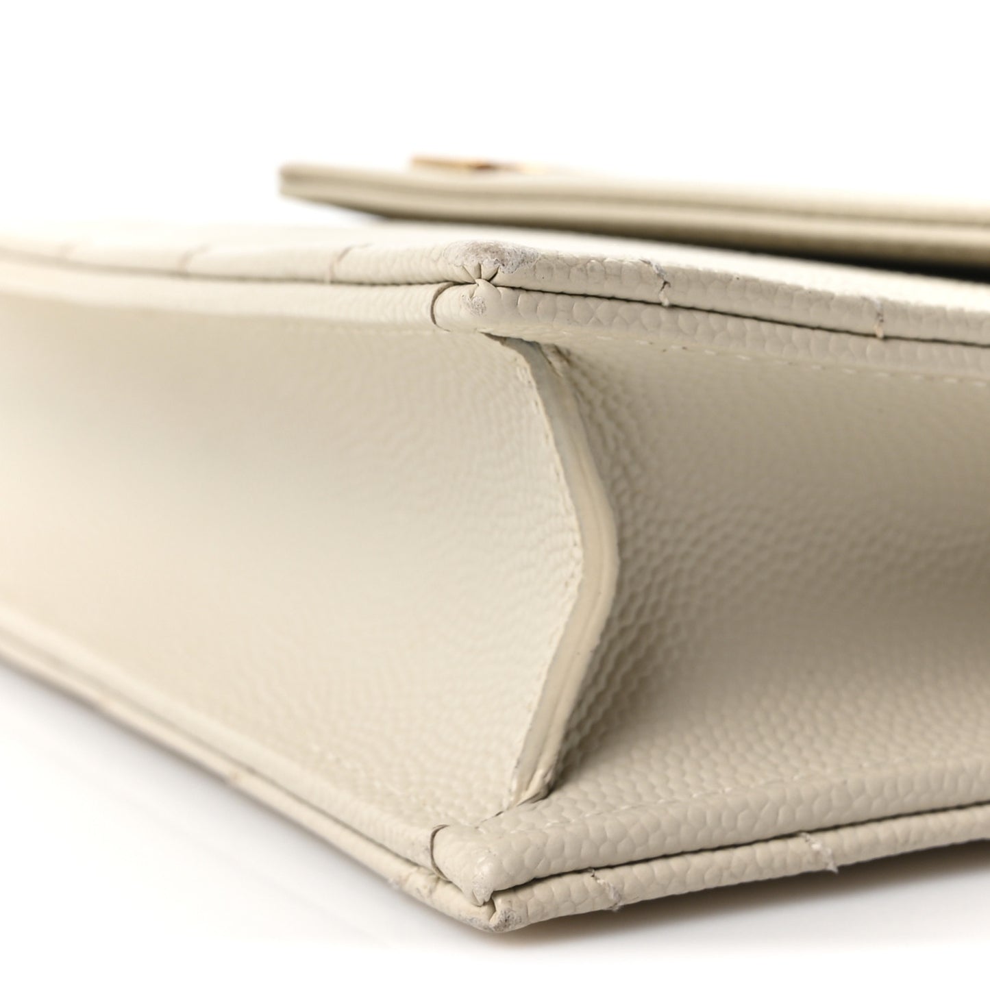 Grain De Poudre Matelasse Chevron Monogram Envelope Chain Wallet Crema Soft