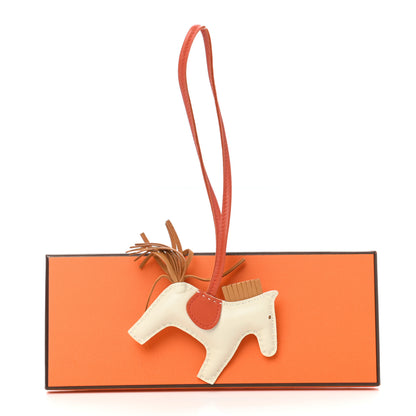 Hermes Milo Lambskin Grigri Rodeo Horse Bag Charm PM Craie Sesame Cornaline 4 of 4