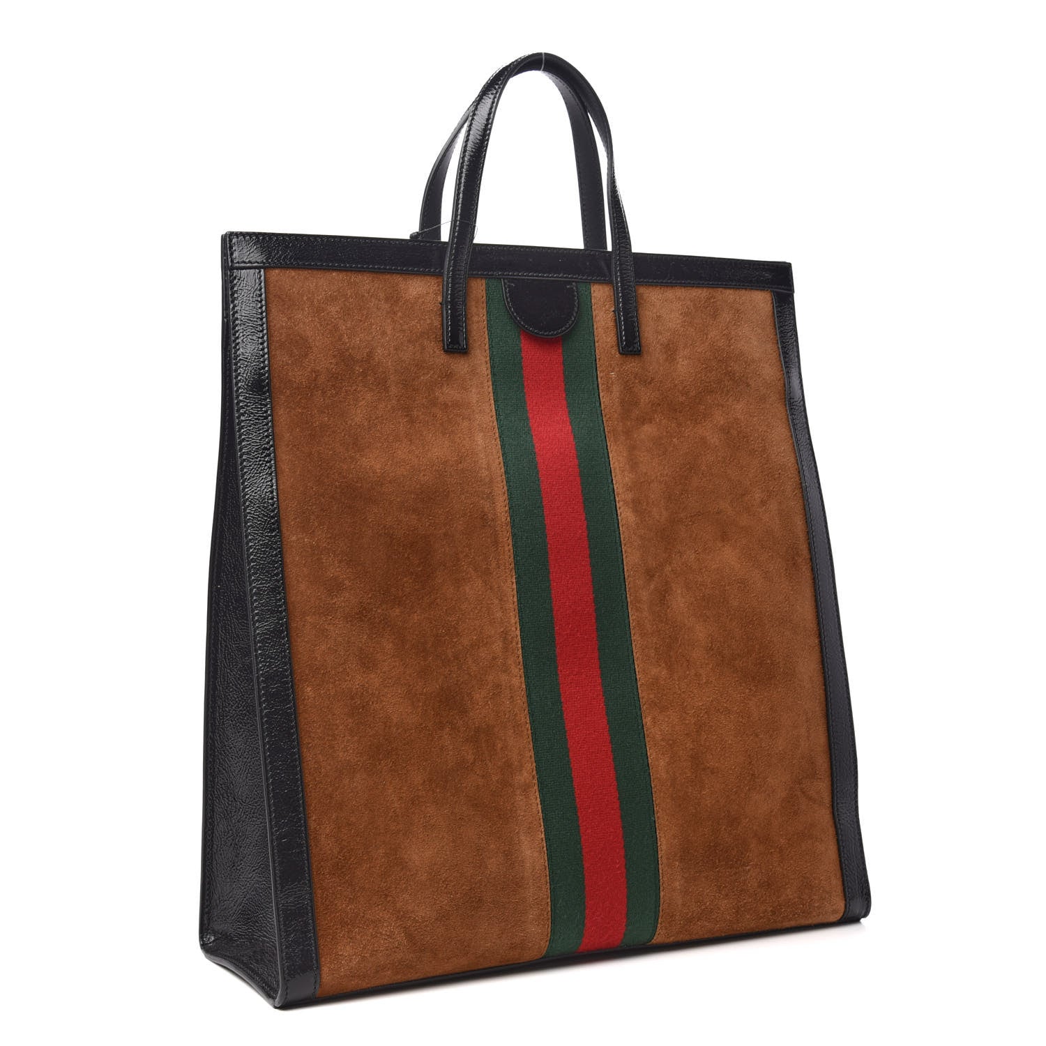 Gucci Suede Patent Web Ophidia Vertical Tote Nocciola Black 3 of 10