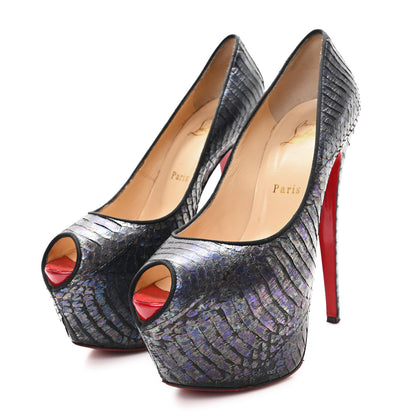 Christian Louboutin Metallic Snakeskin Highness 160 Pumps 38 Gray 4 of 8