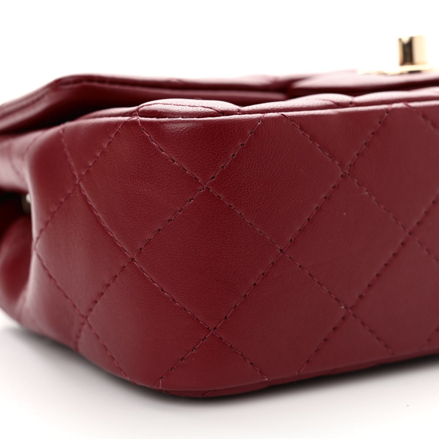Lambskin Quilted Mini Rectangular Flap Burgundy