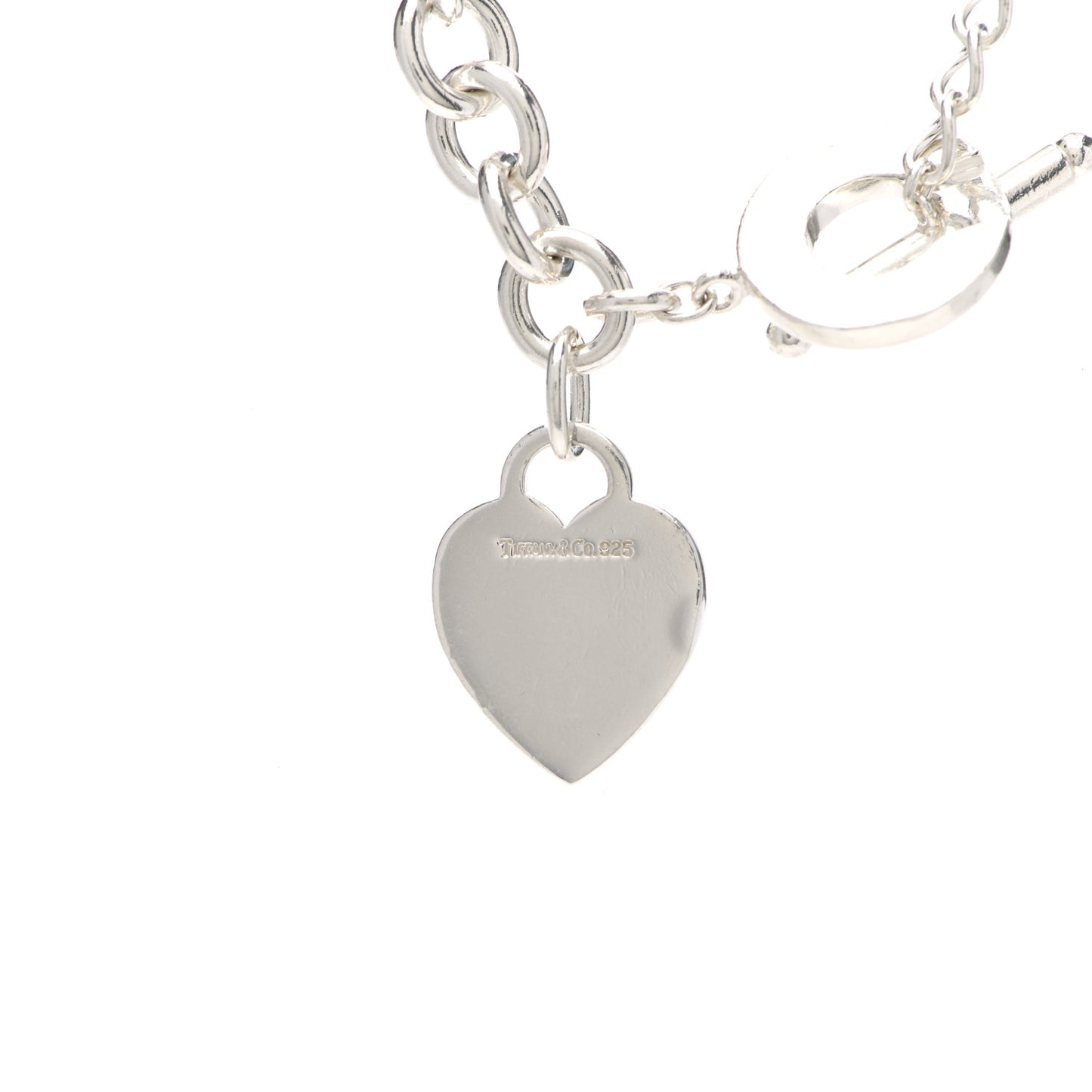 Sterling Silver Heart Tag Toggle Necklace