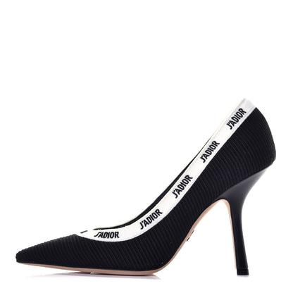 Christian Dior Technical Canvas Ribbon Embroidered J'Adior 100mm Pumps 39 Black 1 of 9
