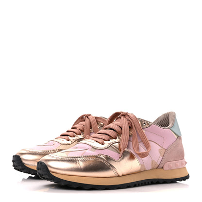 Valentino Garavani Metallic Nappa Suede Camouflage Womens Rockrunner Sneakers 37 Multicolor 3 of 8