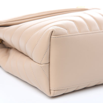 Saint Laurent Calfskin Y Quilted Monogram Medium Loulou Chain Satchel Nude Powder 8 of 12