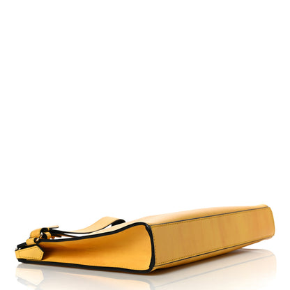 Fendi Vitello Fluffy Logo Clutch Bag Yellow Box Black 4 of 10
