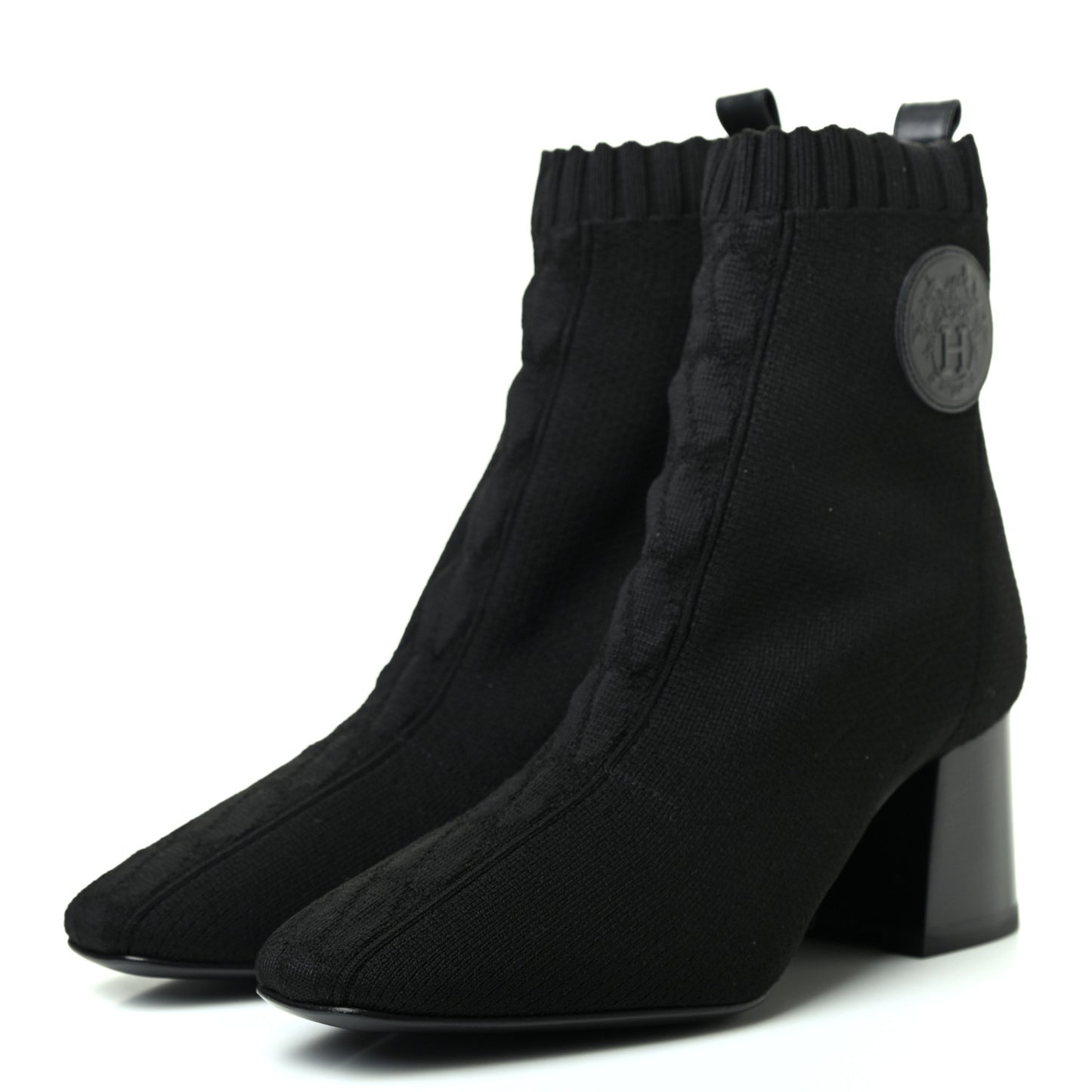 Knit Calfskin Volver Ankle Boots 37 Black