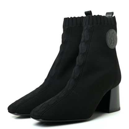 Hermes Knit Calfskin Volver Ankle Boots 37 Black 3 of 8
