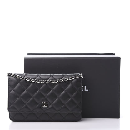 Chanel Lambskin Quilted Wallet On Chain WOC Black 13 of 13