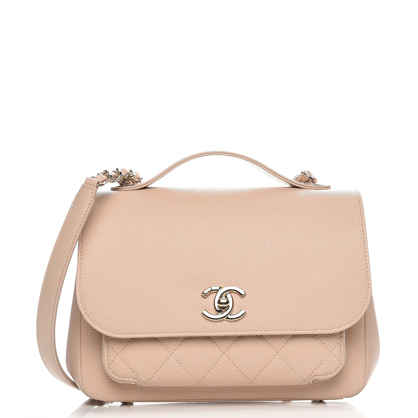 Caviar Quilted Small Business Affinity Flap Beige
