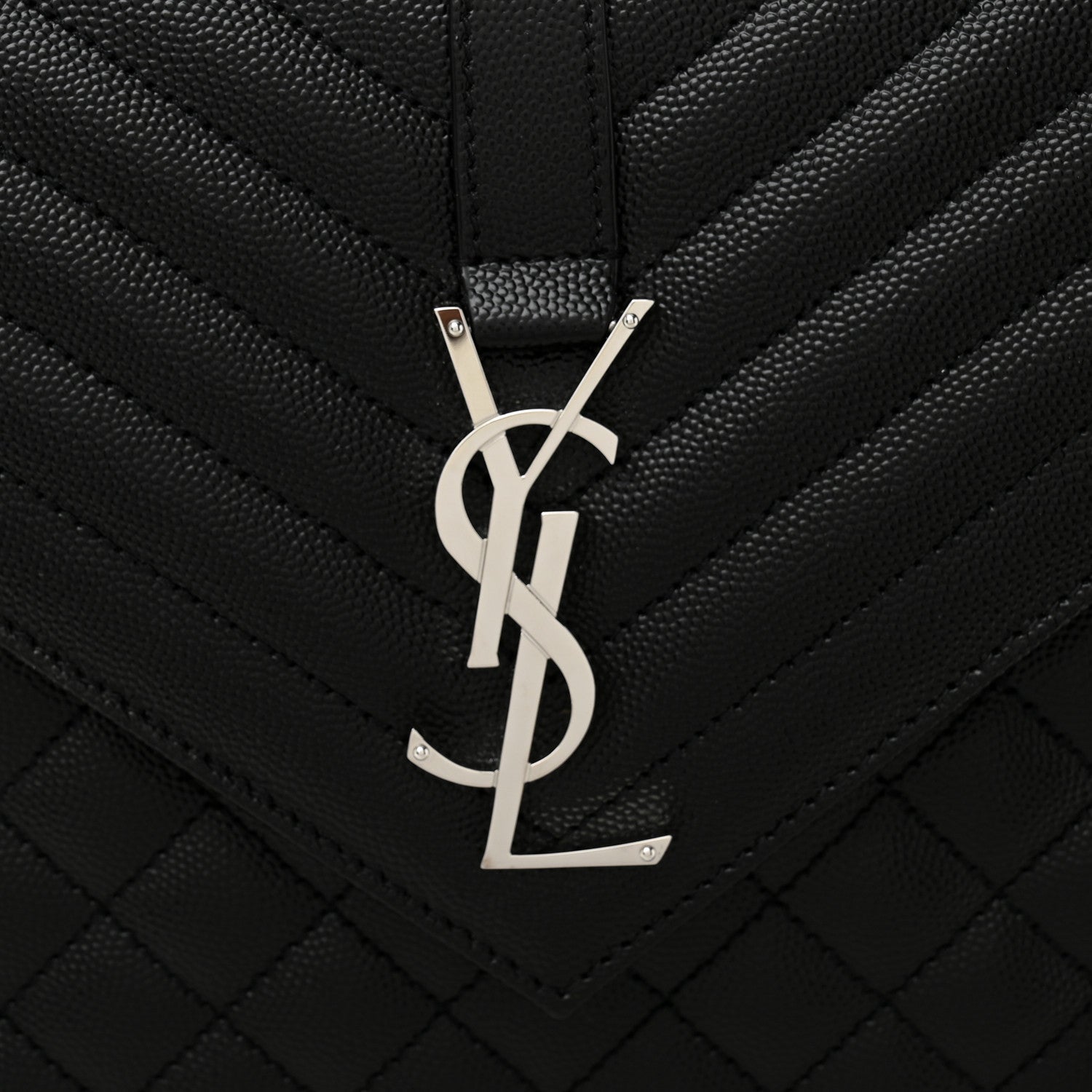 Saint Laurent Grain De Poudre Textured Mixed Matelasse Large Triquilt Monogram Satchel Black 8 of 10