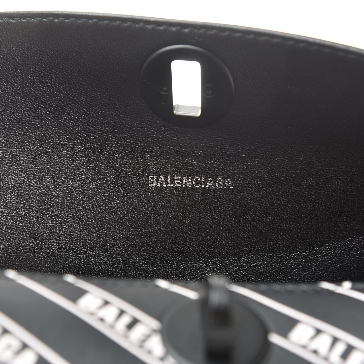 Calfskin Diagonal Allover Logo Print S Flap Bag Black White