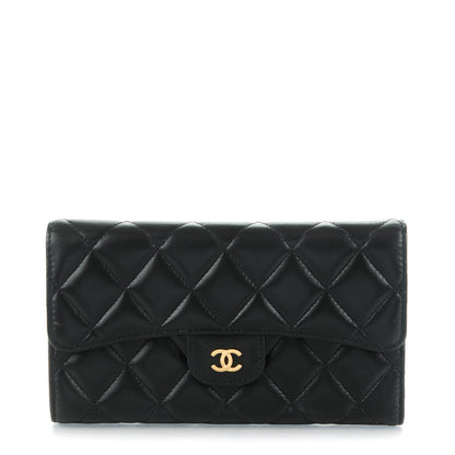 Chanel Lambskin Quilted Large Flap Wallet Black 1 of 8
