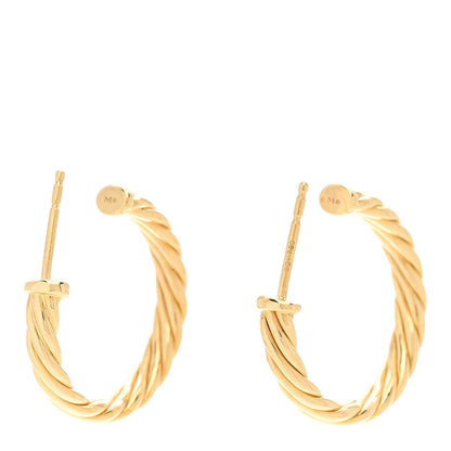 David Yurman 18K Yellow Gold Mini Cablespira Hoop Earrings 3 of 5