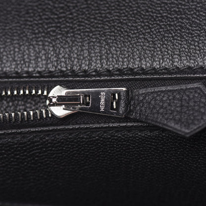 Hermes Taurillon Novillo Shiny Niloticus Crocodile Birkin Touch 30 Black Bleu Marine 23 of 38