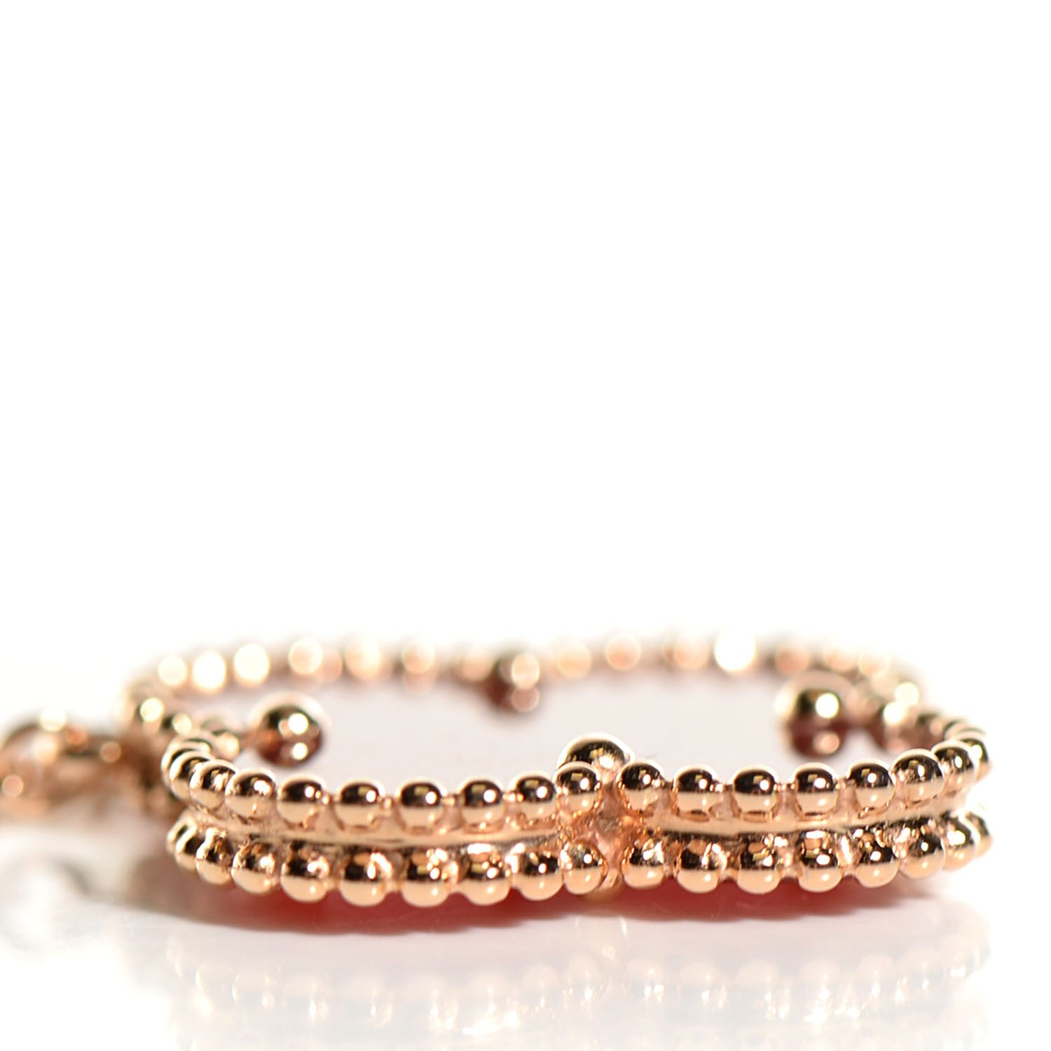 Van Cleef & Arpels 18K Rose Gold Carnelian Magic Alhambra Pendant Necklace 6 of 6